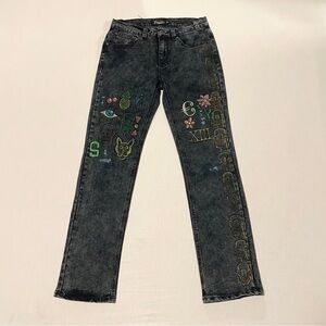 Mecca DNA Graphic Acid Wash Jeans Skulls Streetwear Women's 30